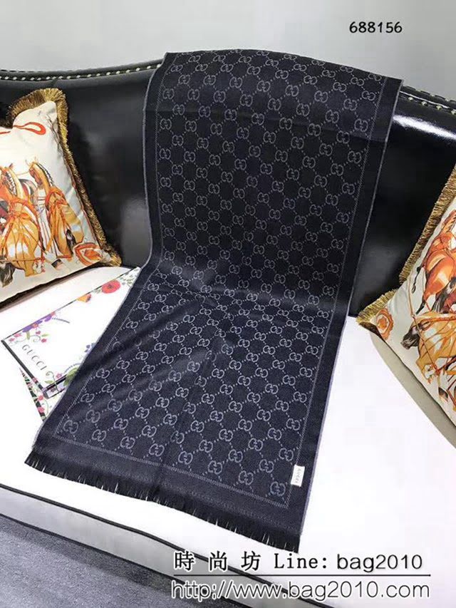 GUCCI古馳經典款 官網16年最新GG羊毛提花系列長圍巾 688156 LLWJ6923
